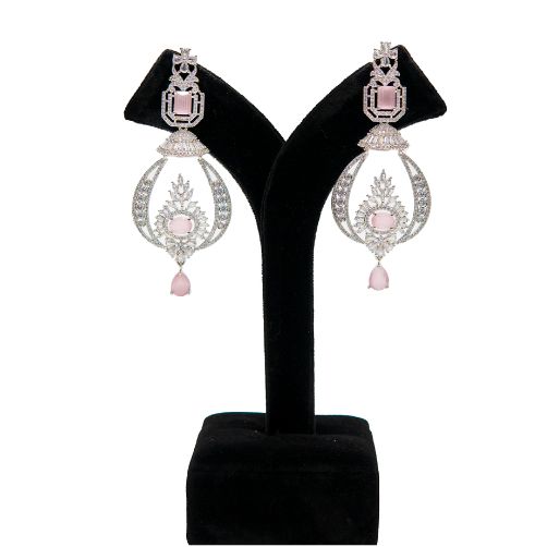 Elegant Pink Stone Chandelier Earrings – Statement Earrings for Women